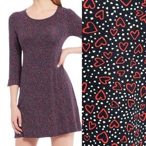 Joules Hayden Dotted Heart Print Jersey Knit Dress NWT